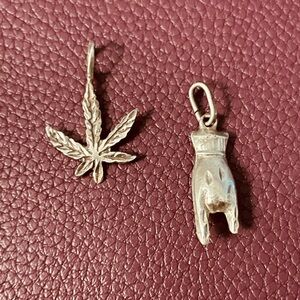 Silver Leaf and Hand Charms